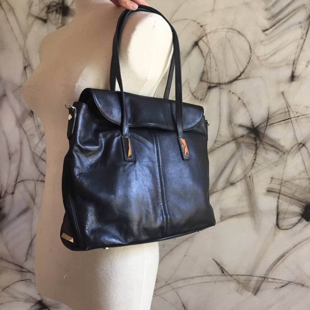 Elizabeth and James Black Lambskin Leather Bag